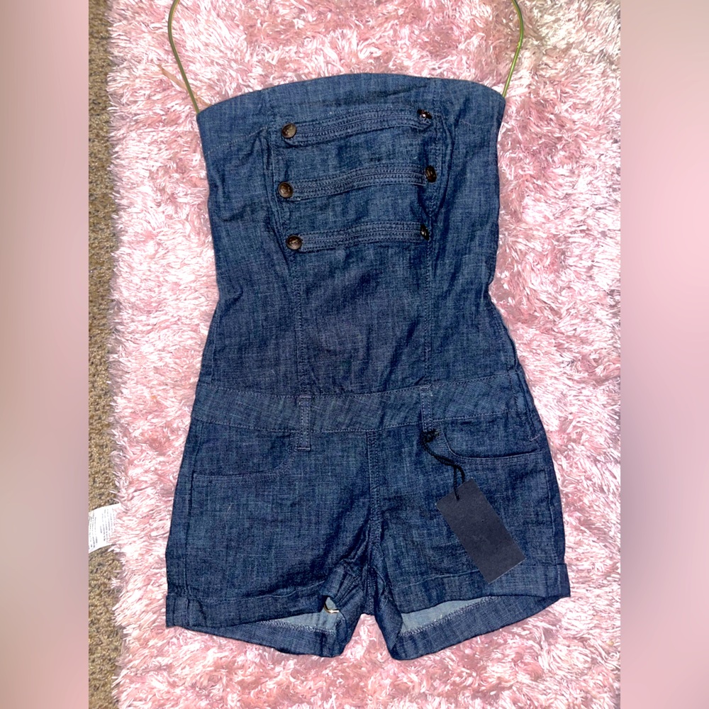 Brand new never worn Jean romper tube top
